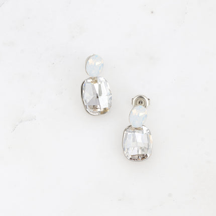 Boucles pendantes - 2 cristaux Swarovski® ovale et rectangle