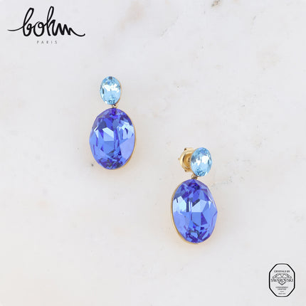 Boucles puces - cristaux Swarovski® 4120 (6x8mm) et 4120 (13x18mm)