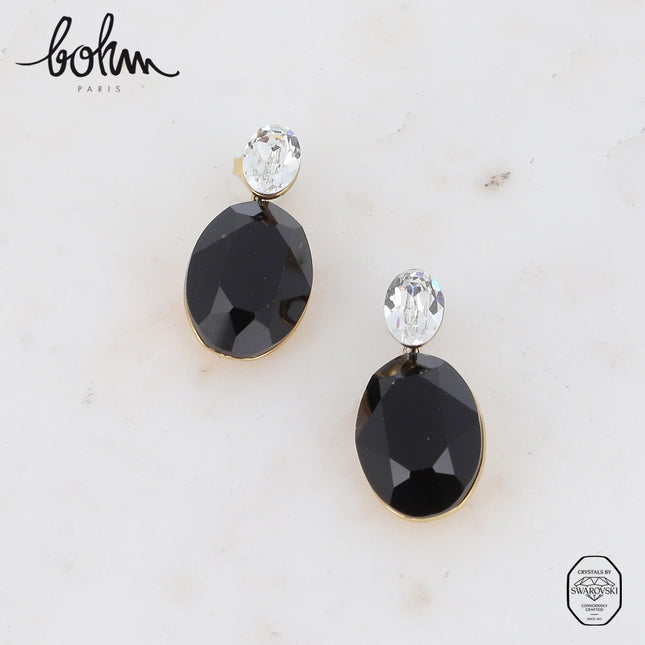 Boucles puces - cristaux Swarovski® 4120 (6x8mm) et 4120 (13x18mm)