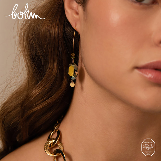 Boucles Bria - cristaux Swarovski® ovales 13x18mm et 2 toupies