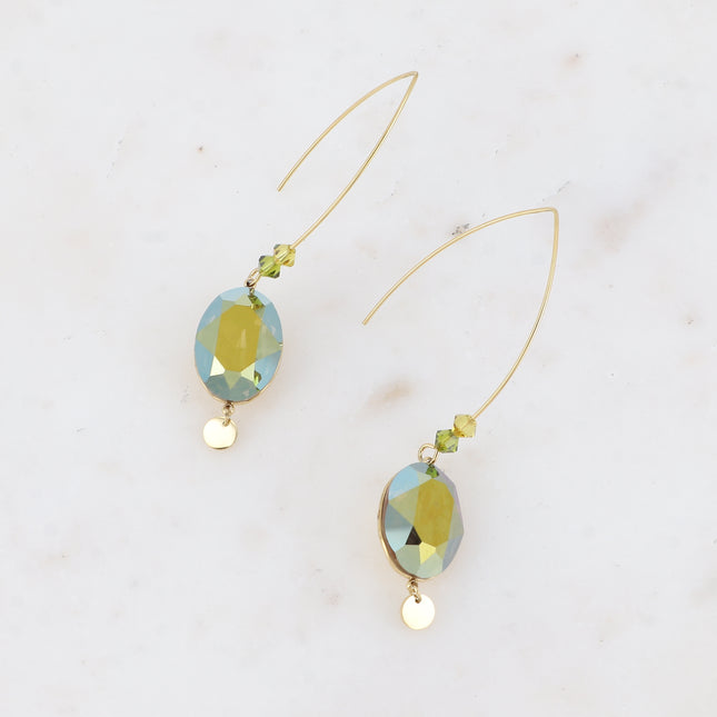 Boucles Bria - cristaux Swarovski® ovales 13x18mm et 2 toupies