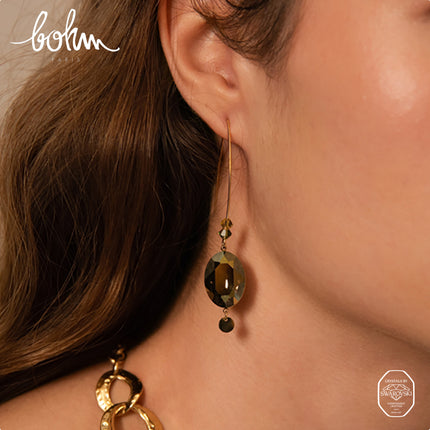 Boucles Bria - cristaux Swarovski® ovales 13x18mm et 2 toupies