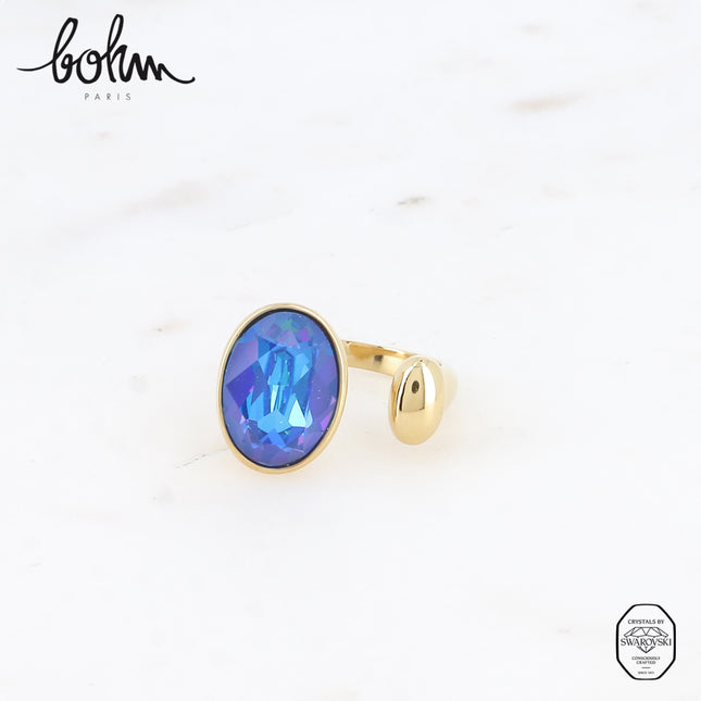 Bague ouverte - cristal taillé ovale 10x14mm