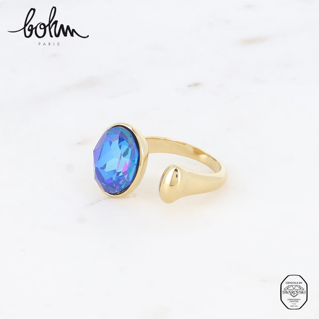 Bague ouverte - cristal taillé ovale 10x14mm