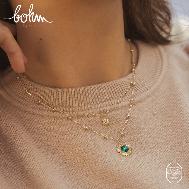 Collier Dao - soleil, boules, cristal pp30