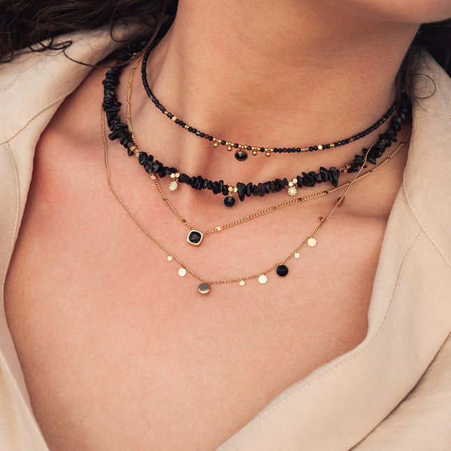 Amael gold necklace - 5mm crystals