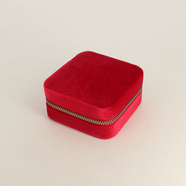 Boîte à bijoux carré en velours (avec miroir)