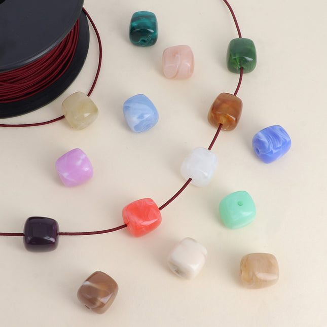 Perle cubique en résine de 16mm, 6 pièces, pour bijoux et accessoires