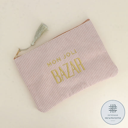 Trousse - mon joli BAZAR - velours côtelé - 20 x 14 cm