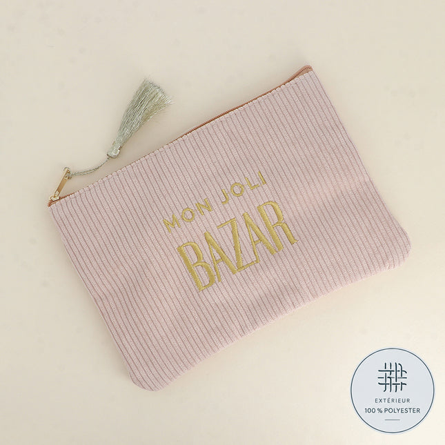 Trousse - mon joli BAZAR - velours côtelé - 20 x 14 cm