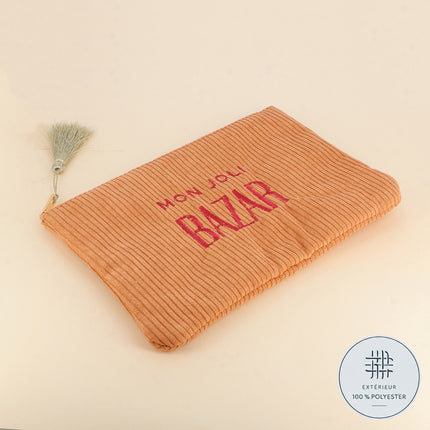 Trousse - mon joli BAZAR - velours côtelé - 20 x 14 cm