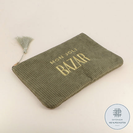 Trousse - mon joli BAZAR - velours côtelé - 20 x 14 cm