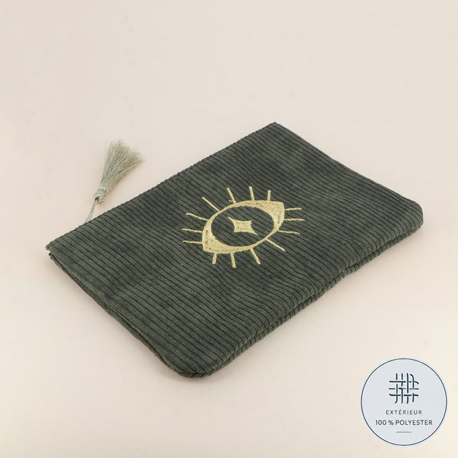 Trousse - oeil - velours côtelé - 20 x 14 cm