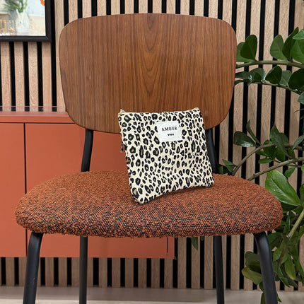 Ribbed pouch - LOVE and heart, leopard print pattern