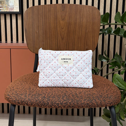 Pouch - word "LOVE" and 3 hearts