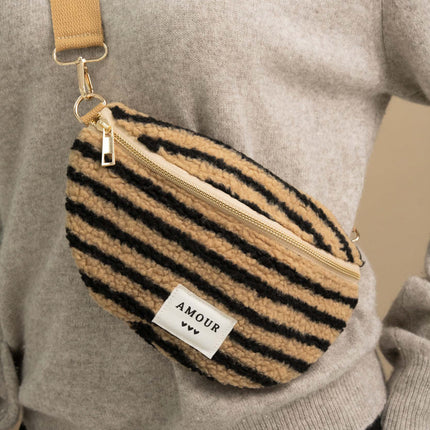 Sac banane - AMOUR, 3 coeurs et effet moumoute