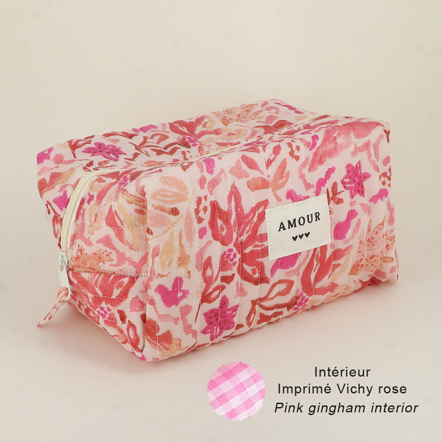 Grande trousse - AMOUR, 3 coeurs, motifs - 23 x 12 cm