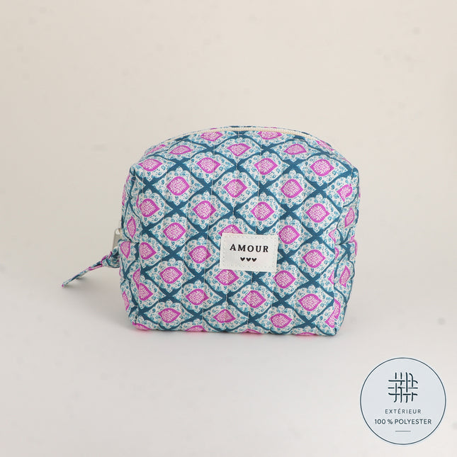 Trousse - AMOUR, 3 coeurs, motifs - 15 x 10 cm