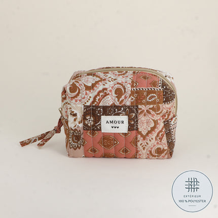 Trousse - AMOUR, 3 coeurs, motifs - 15 x 10 cm