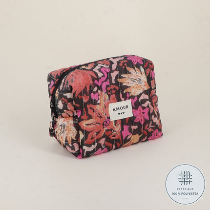 Trousse - AMOUR, 3 coeurs, motifs - 15 x 10 cm