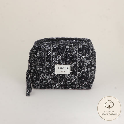 Trousse - AMOUR, 3 coeurs, motifs - 15 x 10 cm