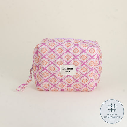 Trousse - AMOUR, 3 coeurs, motifs - 15 x 10 cm