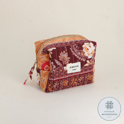 Trousse - AMOUR, 3 coeurs, motifs - 15 x 10 cm