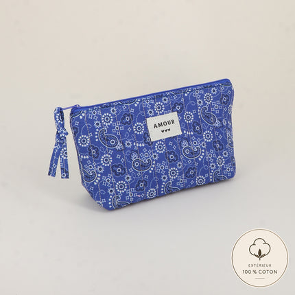 Pencil case - LOVE, 3 hearts, pattern - 19 x 11 cm