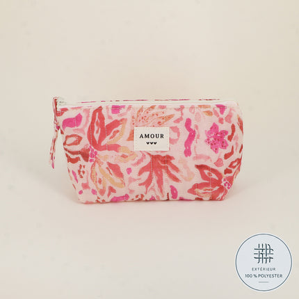 Pencil case - LOVE, 3 hearts, pattern - 19 x 11 cm