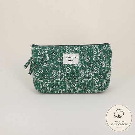 Pencil case - LOVE, 3 hearts, pattern - 19 x 11 cm