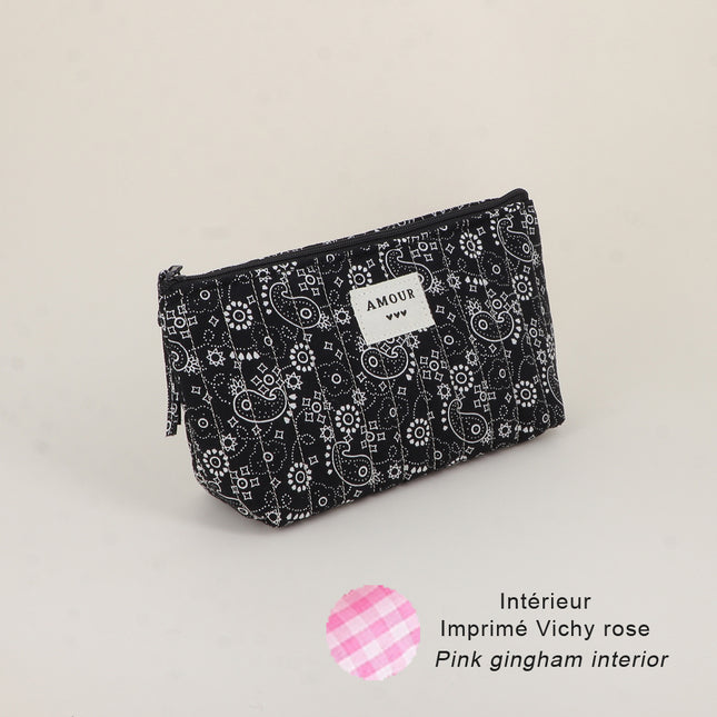 Trousse - AMOUR, 3 coeurs, motifs - 19 x 11 cm