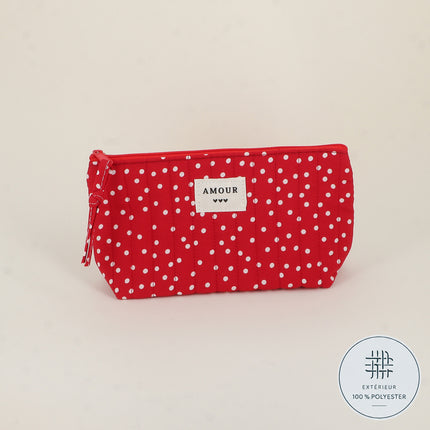 Pencil case - LOVE, 3 hearts, pattern - 19 x 11 cm