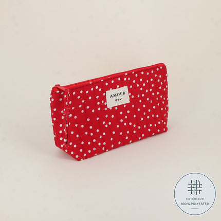 Pencil case - LOVE, 3 hearts, pattern - 19 x 11 cm