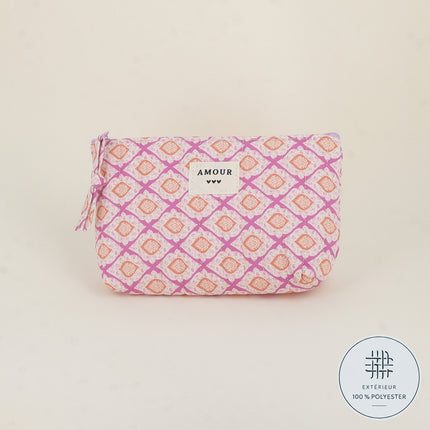 Pencil case - LOVE, 3 hearts, pattern - 19 x 11 cm
