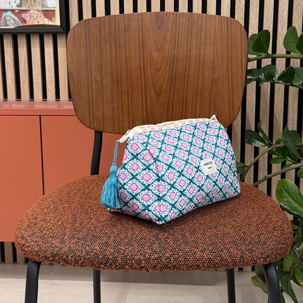 Large pencil case - pretty patterns and LOVE with 3 hearts, 100% polyester, 20 x 11 x 11.5 cm