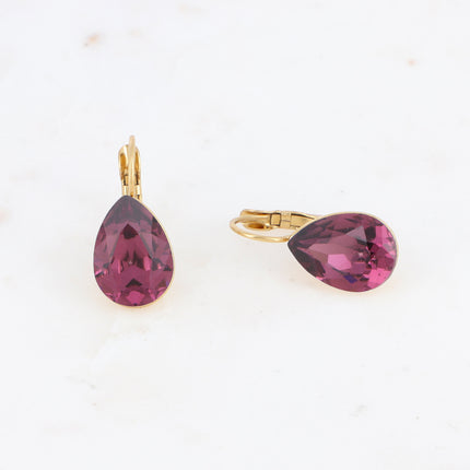 Boucles dormeuses Bertille - goutte et cristaux Swarovski®