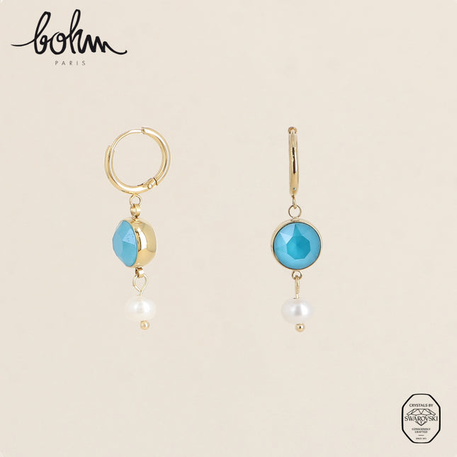 Créoles - ornées de cristaux de Swarovski® SS29 et perle d'eau douce