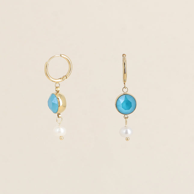 Créoles - ornées de cristaux de Swarovski® SS29 et perle d'eau douce