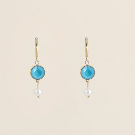Créoles - ornées de cristaux de Swarovski® SS29 et perle d'eau douce