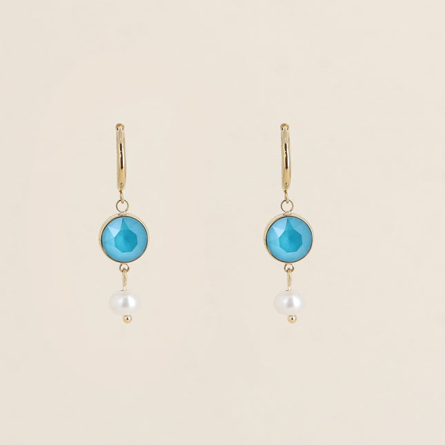 Créoles - ornées de cristaux de Swarovski® SS29 et perle d'eau douce
