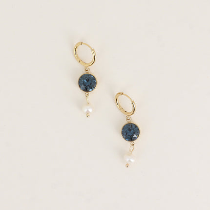 Créoles - ornées de cristaux de Swarovski® SS29 et perle d'eau douce