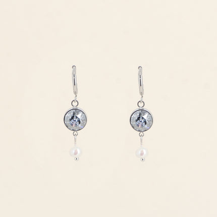 Créoles - ornées de cristaux de Swarovski® SS29 et perle d'eau douce