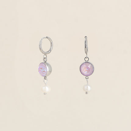 Créoles - ornées de cristaux de Swarovski® SS29 et perle d'eau douce