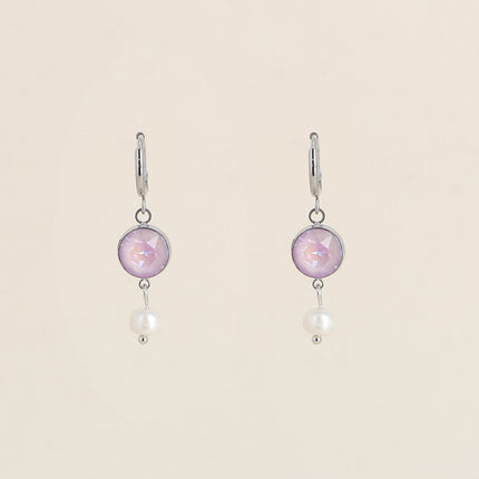 Créoles - ornées de cristaux de Swarovski® SS29 et perle d'eau douce