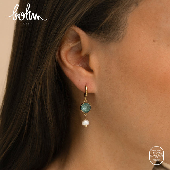 Créoles - ornées de cristaux de Swarovski® SS29 et perle d'eau douce