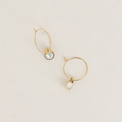 Créoles - ornées de crixtaux de Swarovski® et pampille ronde gravée