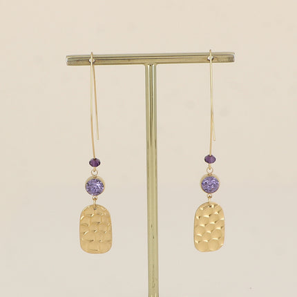Boucles à crochet - pampille aspect nid d'abeille, ornées de cristaux de Swarovski® SS29 et cristal toupie