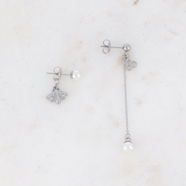 Boucles puces Stacey - abeille, nid et perle d'acétate