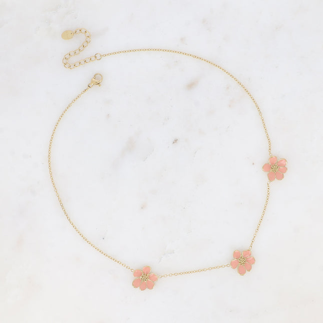 Bulla Necklace - 3 enameled flowers
