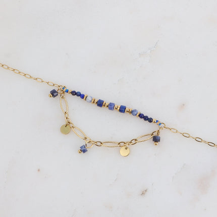 Amber Bracelet - 2 chains and natural stones